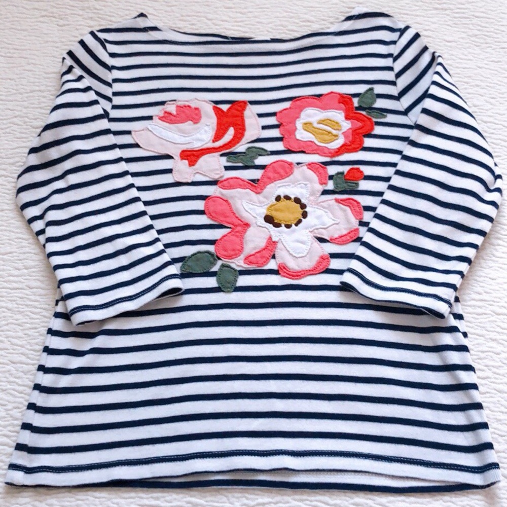 MINI BODEN Girls Floral Appliqué Top 5-6Y